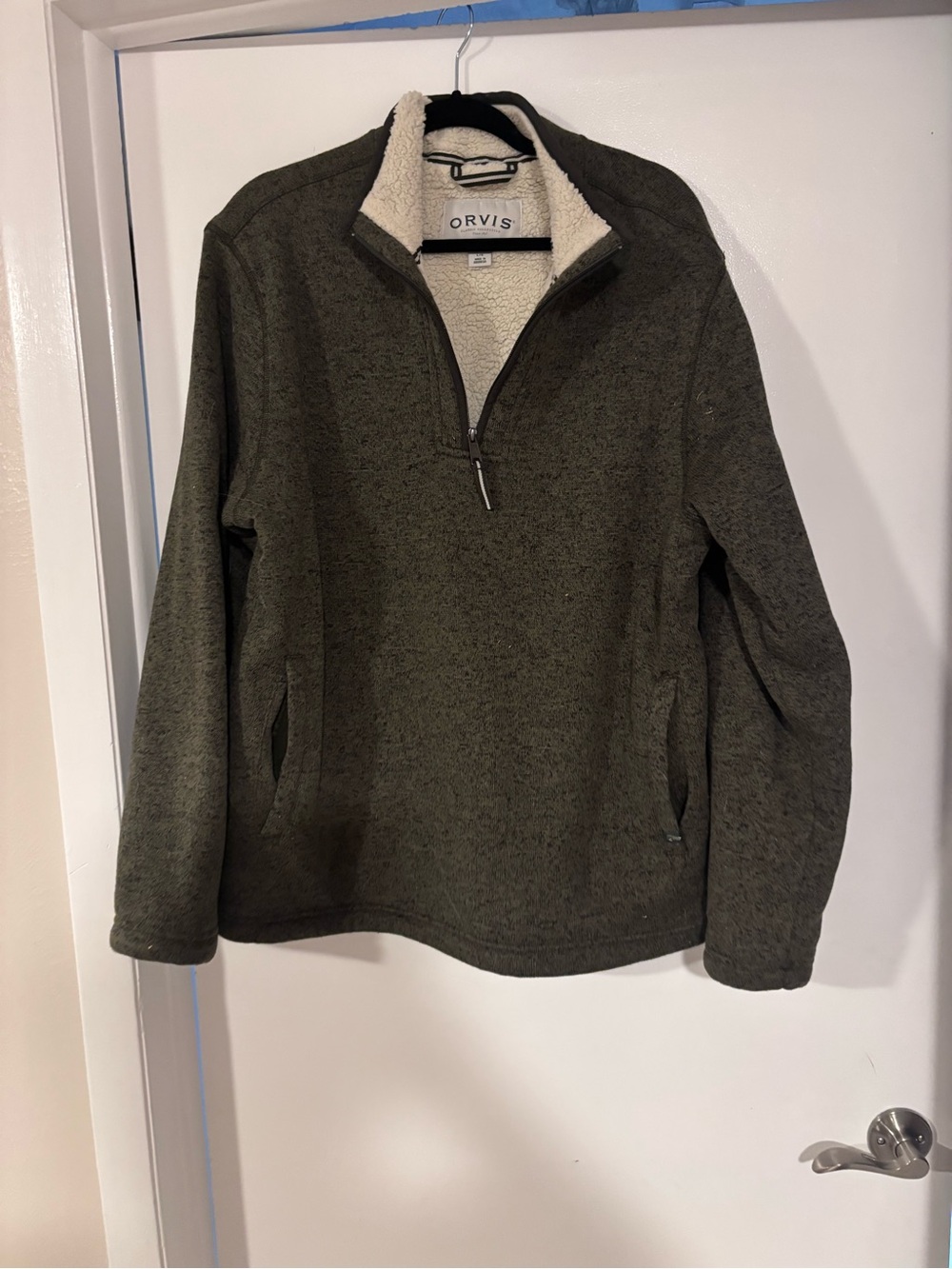 Orvis Men's Olive Green Sherpa-Lined Quarter-Zip Pullover